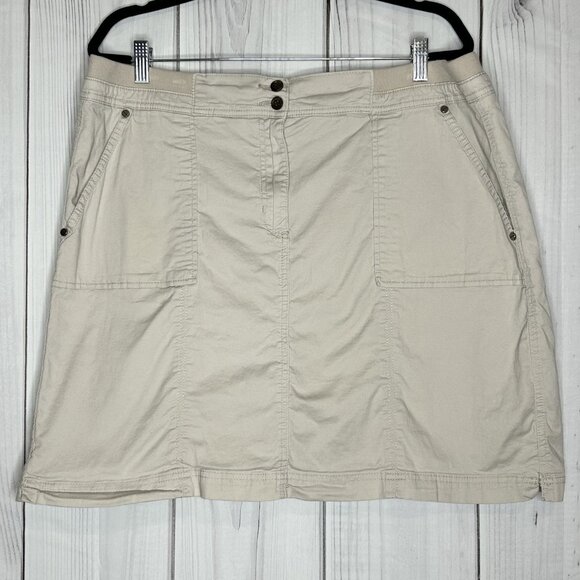 Karen Scott Skort Womens Plus Sz 18W Khaki Double Button Elastic Waist - Picture 1 of 11